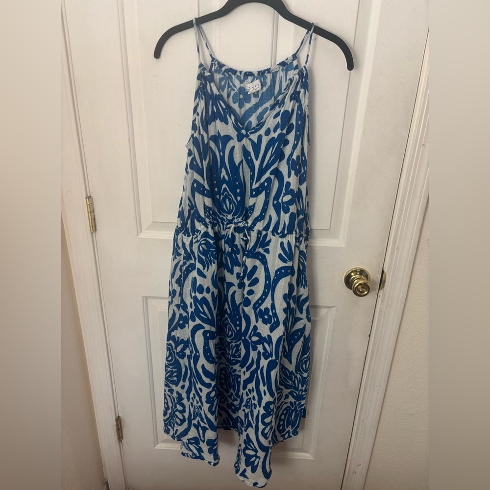 Velvet Blue and White Floral Skirt
